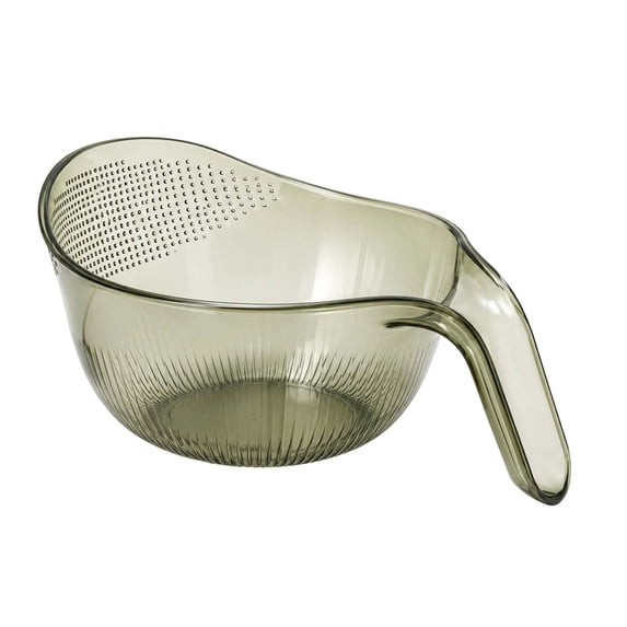 Leodye 1PCS Handheld Transparent Rice Washing Bowl with Handle Multi-purpose Plastic Strainer for Rice Fruits Vegetables Kitchen Rinsing -10.24 × 4.53 × 6.89 in