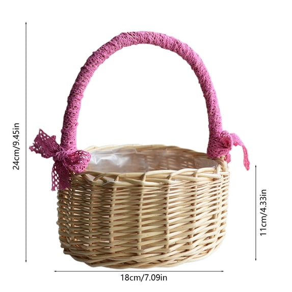 Leodye 1PCS Handmade Rattan Woven Flower Basket Handheld Floral Arrangement Basket for Wedding Living Room Decoration -7.09 x 9.45 in