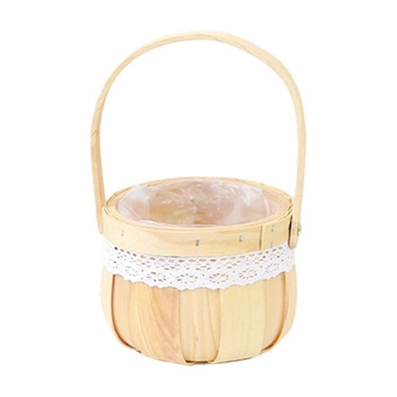 Leodye 1PCS Handmade Rattan Woven Storage Basket with Handle Rustic Wicker Planter for Fresh Dried Flower Arrangement Home Decor Sundry Organizing -6.3×4.33in