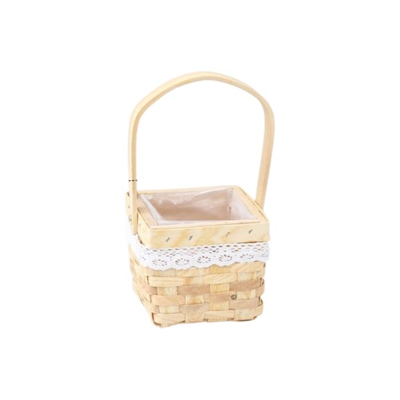 Leodye 1PCS Handmade Rattan Woven Storage Basket with Handle Rustic Wicker Planter for Fresh Dried Flower Arrangement Home Decor Sundry Organizing -6.3×4.33in