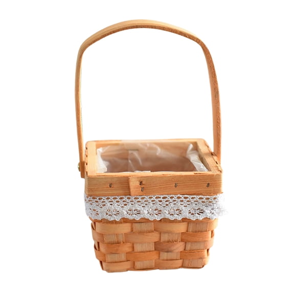 Leodye 1PCS Handmade Wicker Flower Basket Woven Grass Wooden Gifting Floral Arrangement Decorative Exquisite Packaged Flower Basket for Home Decor Gift -5.12 x 9.06 in