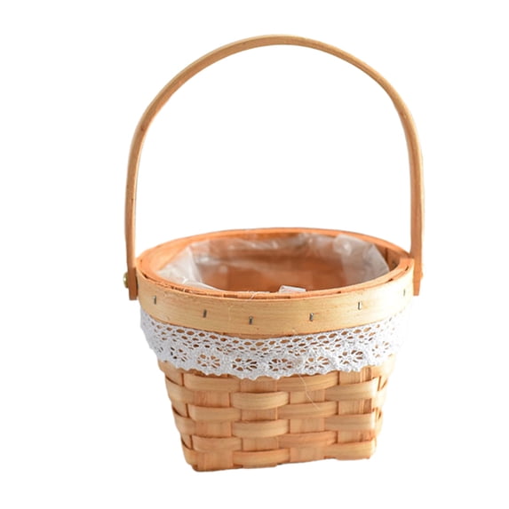 Leodye 1PCS Handmade Wicker Flower Basket Woven Grass Wooden Gifting Floral Arrangement Decorative Exquisite Packaged Flower Basket for Home Decor Gift -5.91 x 9.45 in