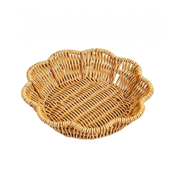 Leodye 1PCS Heart-shaped Rattan-look Woven Snack Plate, Handmade French Fry Fruit Basket, Decorative Serving Tray for Restaurant and Home Snack Display -8.86x8.86x2.36in