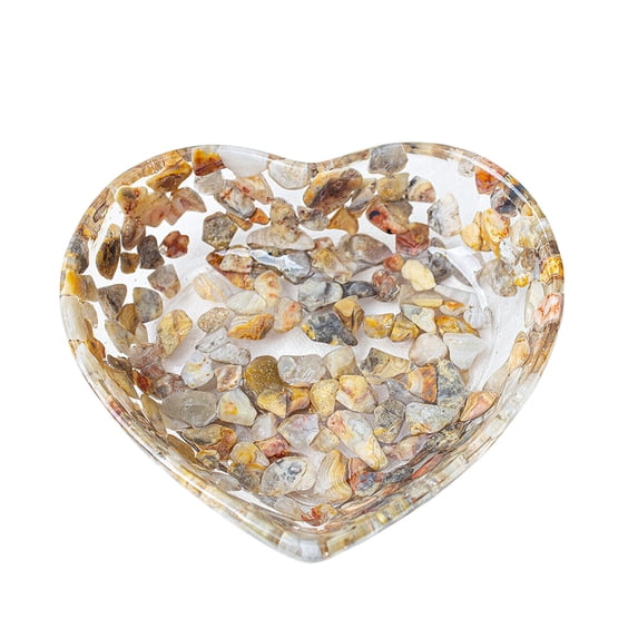 Leodye 1PCS Heart-shaped Transparent Resin Bowl Patterned Design Home Dessert Snack Fruit Salad Serving Bowl Decor Accessory -2.99IN