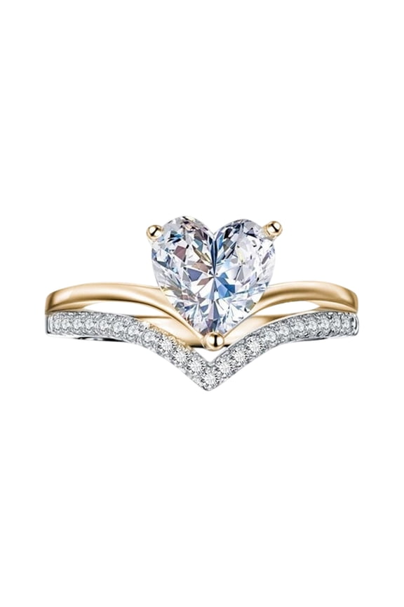 1PCS Heart-shaped Zirconia Ring - Fashion Fine Jewelry, for Proposal/Engagement -0.78x0.78x0.019in