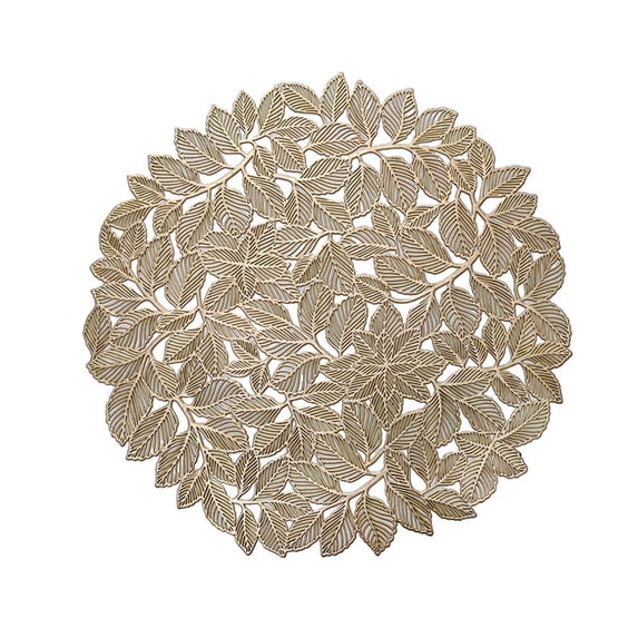 Leodye 1PCS Hollow PVC Leather Placemats, Heat-Resistant Easy-Clean Mats for Kitchen & Coffee Table -14.96X14.96x0.27in