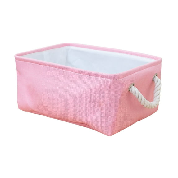 Leodye 1PCS Home Fabric Storage Boxes Desktop Organizing Baskets Solid Color Foldable Storage Baskets with Handles for Home Decor -14.57×9.84×6.69in
