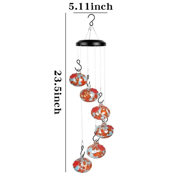 Leodye 1PCS Hummingbird Feeder Wind Chime Decorative Tuneful Garden Yard/Patio Hanging Ornament & Feeder -23.5*5.11IN