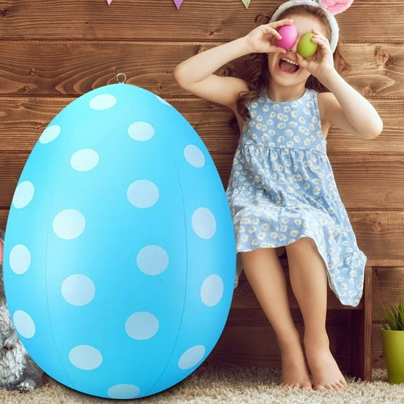 Leodye 1PCS Inflatable Colorful Easter Egg - Outdoor Yard & Garden Party Decoration Toy -24IN