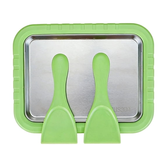 Leodye 1PCS Instant Rolled Ice Cream Maker Kit 2 Scrapers DIY Home Kitchen Family Activity Stainless Steel Tray -9*7IN