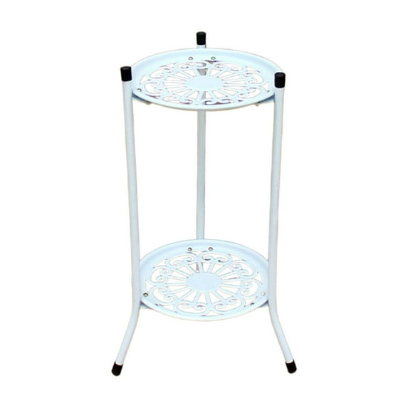 Leodye 1PCS Iron Flower Stand Double Layer Flower Pot Rack Gardening Potted Rack Suitable for Balcony Indoor and Courtyard -19.6x11.8x9.4in