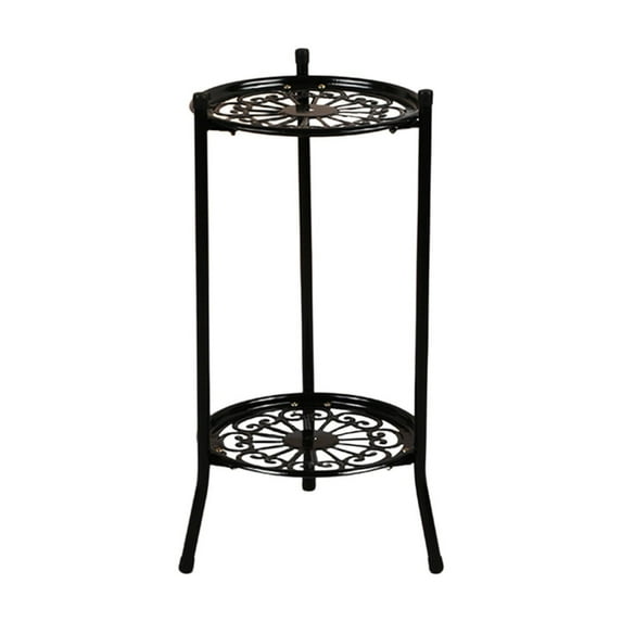 Leodye 1PCS Iron Flower Stand Double Layer Flower Pot Rack Gardening Potted Rack Suitable for Balcony Indoor and Courtyard -19.6x11.8x9.4in
