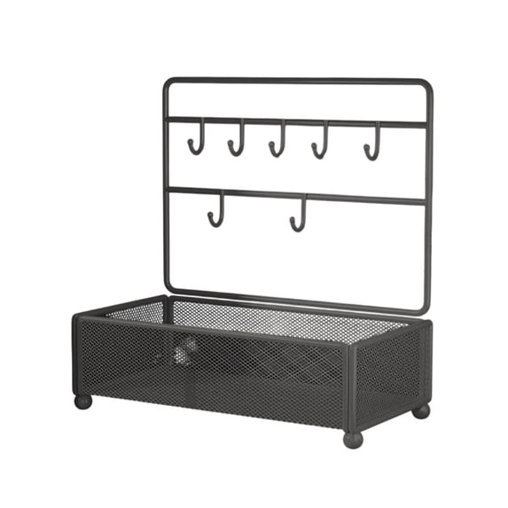 Leodye 1PCS Iron Jewelry Rack Organizer Desktop Trinket Display Stand Hangable Shelf for Earrings Necklaces and Small Accessories -9.4x5.5x12.4in