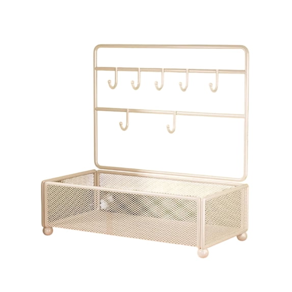 Leodye 1PCS Iron Jewelry Rack Organizer Desktop Trinket Display Stand Hangable Shelf for Earrings Necklaces and Small Accessories -9.4x5.5x12.4in