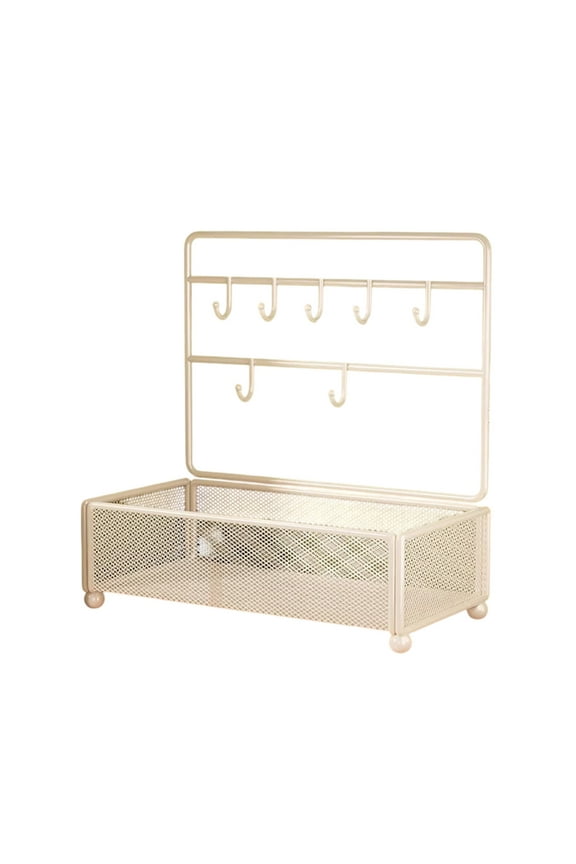 1PCS Iron Jewelry Rack Organizer Desktop Trinket Display Stand Hangable Shelf for Earrings Necklaces and Small Accessories -9.4x5.5x12.4in