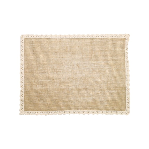 Leodye 1PCS Jute Placemats with Linen Weaving and Lace Edge Heat Insulation Table Mats Printable Western-style Pad for Kitchen Dining Table and Home Decoration -11.8x15.7x0.4 in