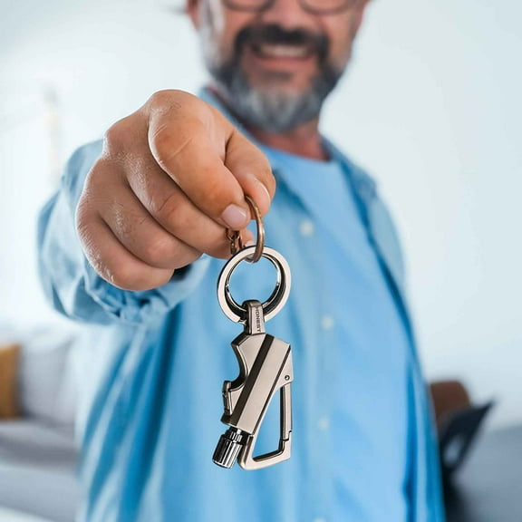 Leodye 1PCS Keychain Metal Match Kerosene Lighter, Reusable Waterproof Windproof Permanent Strike Anywhere， with Multitool Bottle Opener