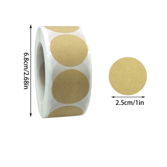 Leodye 1PCS Kraft Paper Round Stickers - 500 Labels/Roll, Handmade Baking & Packaging Supplies