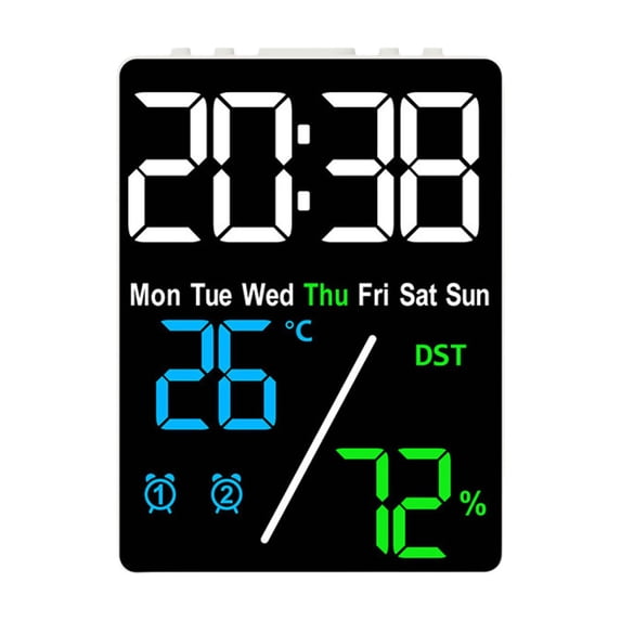 Leodye 1PCS LED Screen Multifunctional Digital Clock Displays Date Week Temperature Humidity with Dual Alarms and Adjustable Brightness -4.72*3.54*0.98in