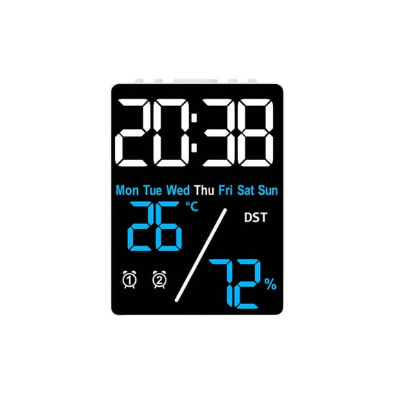 Leodye 1PCS LED Screen Multifunctional Digital Clock Displays Date Week Temperature Humidity with Dual Alarms and Adjustable Brightness -4.72*3.54*0.98in