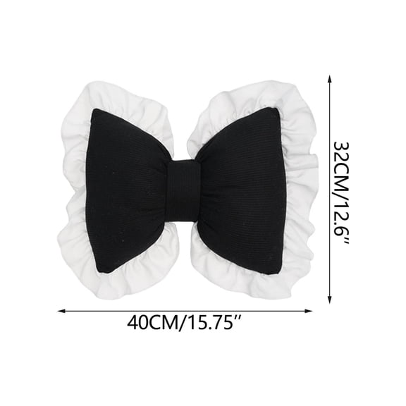 Leodye 1PCS Lace-trimmed Waffle Knit Lumbar Pillow - Soft Bow Decorative Cushion for Sofa/Bed -15.75*12.6IN