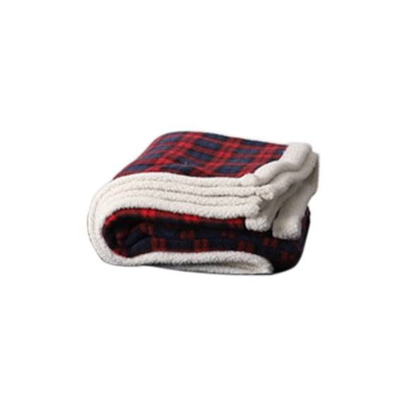 Leodye 1PCS Lamb Wool Blanket Checked Printed Nap Blanket Winter Warm Quilt for office and Home Use -39.37×55.11in