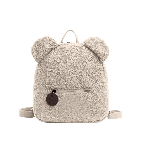 Leodye 1PCS Lambskin Backpack - Cute Bear Ears Design, Lightweight School Bag -11*10.6*5.1in