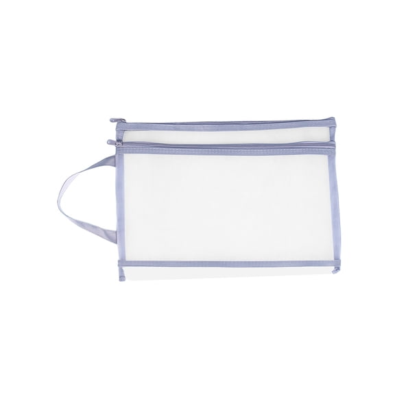 Leodye 1PCS Large Capacity Double Layer Mesh Zipper Pouch, Transparent Handle Style, Document Organizer for Student Assignments Test Papers Filing -9.84x6.69x0.20in