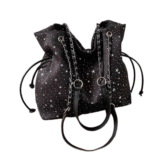 Leodye 1PCS Large Capacity Star Pattern Cloth Shoulder Bag, Casual Multipurpose Handbag for Daily Shopping and Travel -11.81x3.94x11.02in