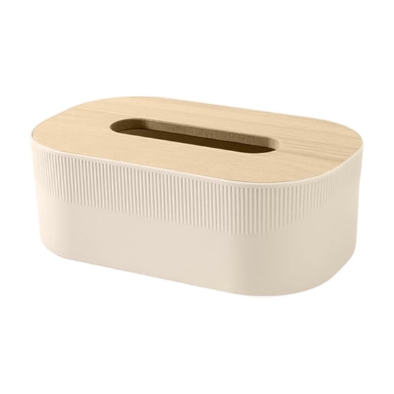 Leodye 1PCS Large Capacity Stylish Tissue Box with Wooden Lid, Personalized Desktop & Living Room Napkin Tissue Storage Container -8.46x5.12x2.95in