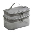 thumbnail image 1 of Leodye 1PCS Large Double Layer Clear Toiletry Bag, Portable Handheld Travel Storage Bag -8.66 × 5.91 × 5.12 in, 1 of 3