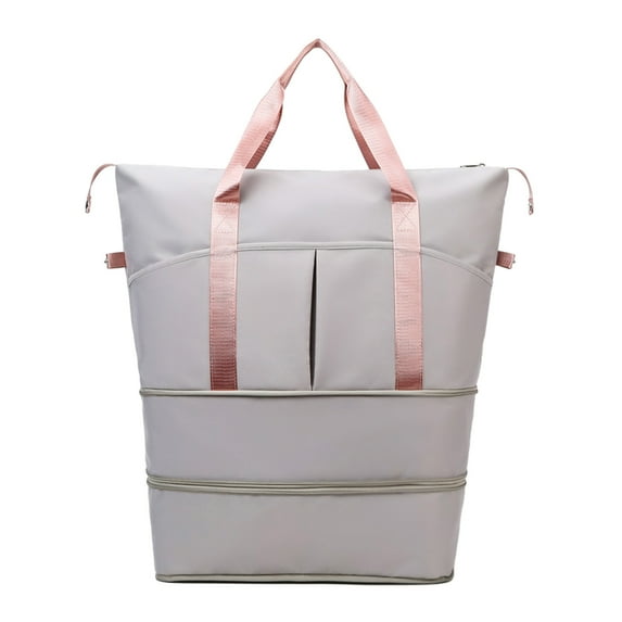 Leodye 1PCS Large Expandable Travel Tote Bag - with Trolley Sleeve/Wet Pocket, Women's Carry-on Duffel for Gym -21×17×8.7Inch