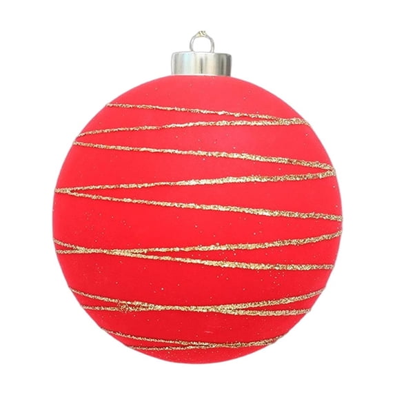 Leodye 1PCS Large Flocked Christmas Balls, Hanging Ornaments for Holiday Party Decor -6in