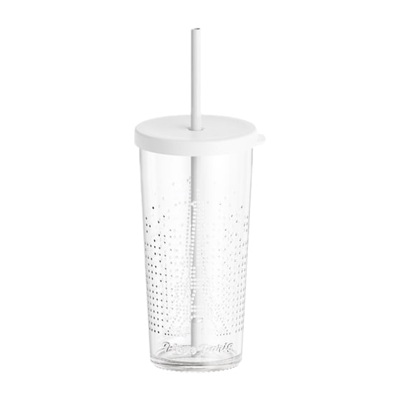 Leodye 1PCS Large Glass Sippy Cup - with Reusable Plastic Lid and Straw -9.4x3.7x3.7 in