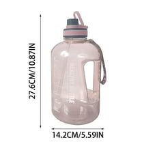 Leodye 1PCS Large Water Bottle with Measurements, Water Bottle with Straw, Gallon Water Jug Bottle with Handle & Portable Strap for Gym, Outdoor Sports -10.87*5.59IN