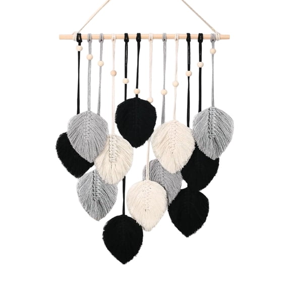 Leodye 1PCS Leaf Macrame Wall Hanging Tapestry, Hand Woven Wall Art Decor for Bedroom and Living Room Interior -15.7*26.7IN