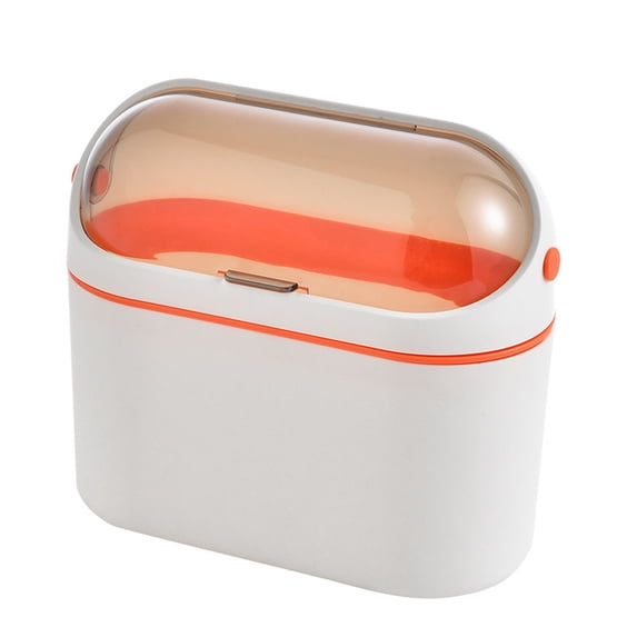 Leodye 1PCS Lidded Tabletop Trash Can Compact Sturdy Home/Bathroom/office Vanity/Coffee Table Small Waste Bin -8.07x4.02x7.48in
