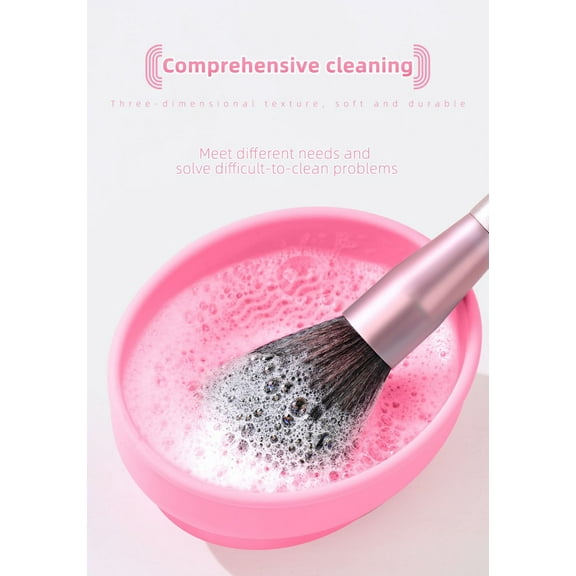 Leodye 1PCS Makeup Brush Cleaning Bowl with Drying Rack - Multi-functional Beauty Tool Storage Box for Powder Puff & Brushes -3.94 inches × 1.90 inches