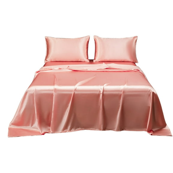 Leodye 1PCS Matte Satin Sheet Set - Hotel-style Deep Pocket, Includes Fitted Sheet/Flat Sheet/Pillowcase -79.92x77.95x13.78in