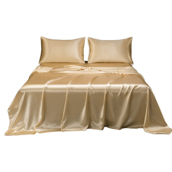 Leodye 1PCS Matte Satin Sheet Set - Hotel-style Deep Pocket, Includes Fitted Sheet/Flat Sheet/Pillowcase -79.92x77.95x13.78in