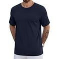 thumbnail image 1 of Leodye 1PCS Men's Classic Solid Color T-shirt, Round Neck Short Sleeve, Lightweight Soft Simple Design, for Daily Casual Streetwear and All Scenes Navy XL(XL), 1 of 5