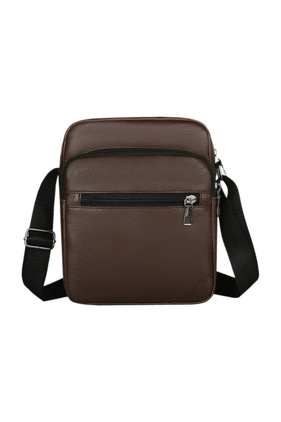 1PCS Men’s Faux Leather Crossbody Bag Casual Compact Daily/Business Shoulder Messenger Small Backpack - 9.05x7.08x3.54in