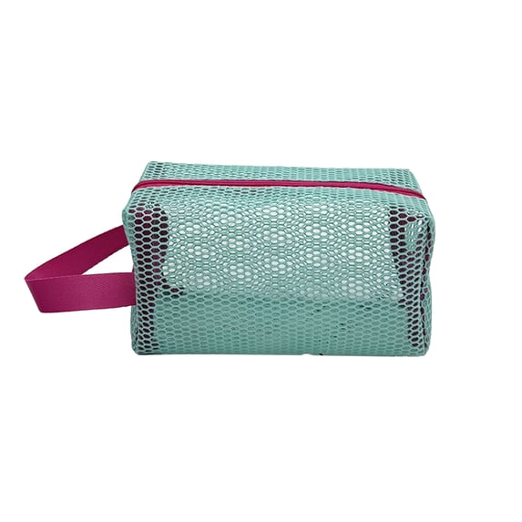 Leodye 1PCS Mesh Large Capacity Beach Tote Bag Dopamine Color Portable Travel Makeup Organizer for Swimming Vacation Outdoor Daily Trip -7.08 x 3.14 x 3.54 in