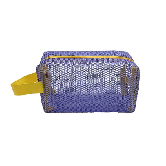 Leodye 1PCS Mesh Large Capacity Beach Tote Bag Dopamine Color Portable Travel Makeup Organizer for Swimming Vacation Outdoor Daily Trip -7.08 x 3.14 x 3.54 in