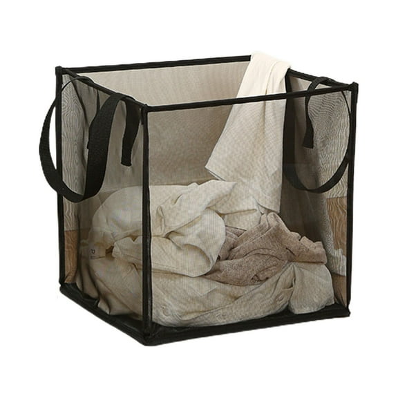 Leodye 1PCS Mesh Pop up Laundry Hamper with Portable Handles, Collapsible for Storage, Foldable Pop-Up Laundry Bags for College Dorm or Travel -12.99x12.99x12.99in