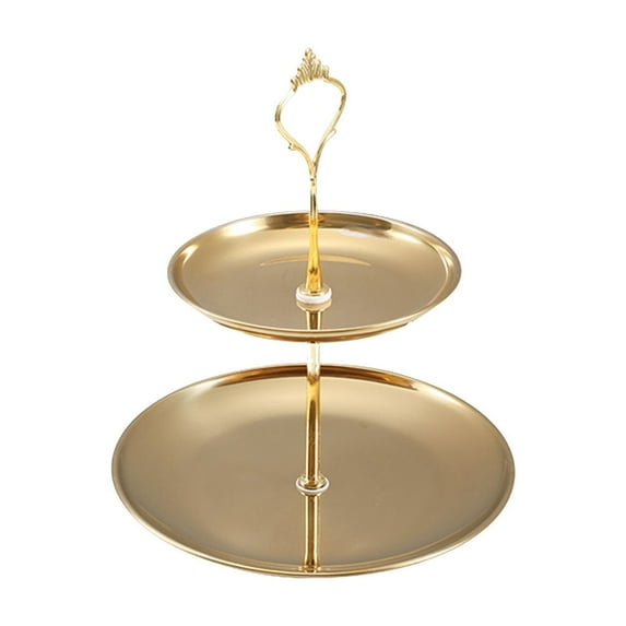 Leodye 1PCS Metal 2 Tier Jewelry & Snack Tray, Storage Organizer for Dresser -7.87x5.51x9.05in