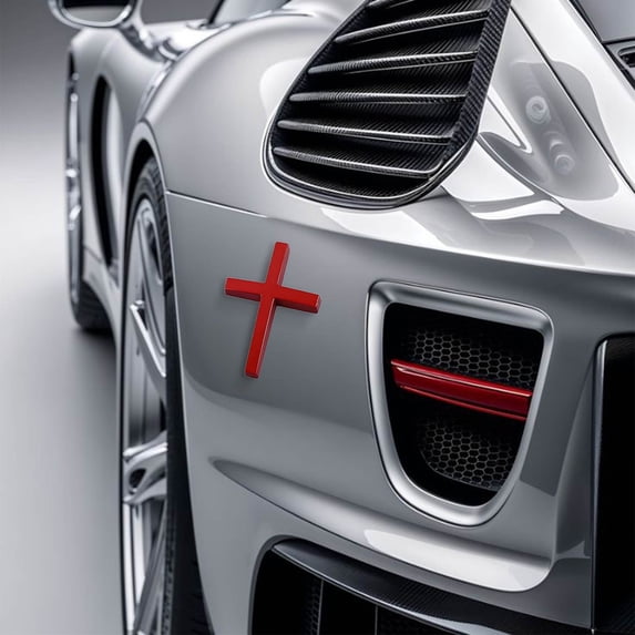 Leodye 1PCS Metal Jesus Christ Cross Badge Stickers, 2.5"×1.8" Individual Car Cross Sticker, Self Adhesive Scratch Covering Metal Cross Auto Emblem Decal for Car Body Fender Tail