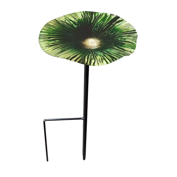 Leodye 1PCS Metal Stake Outdoor Garden Bird Bath Feeder Durable Decorative Yard Decor Hummingbird Water Food Feeder -9.8x5.5IN