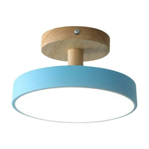 Leodye 1PCS Modern Wood Round Semi Flush Mount Ceiling Light with Motion Sensor Warm Light Indoor Close to Ceiling Lamp for Hallway Corridor Closet Porch-7.87x7.87x5.12 inches