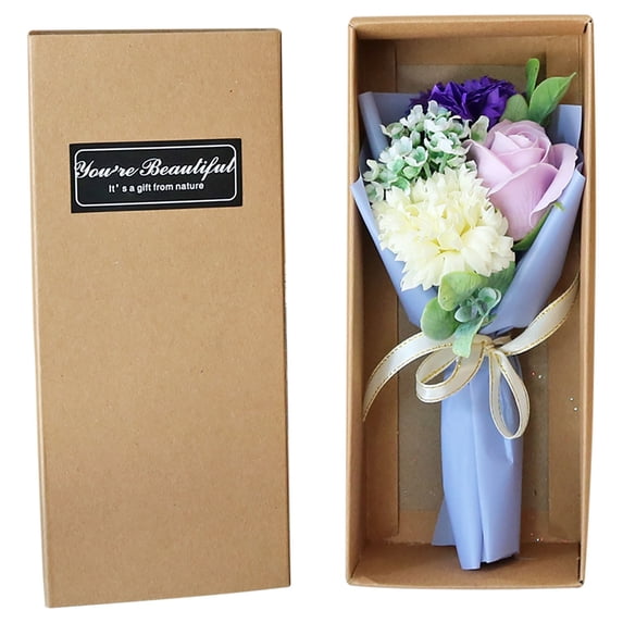 Leodye 1PCS Mother's Day Rose Soap Flower Carnation Gift Box Romantic Giftable Holiday Decor Mom's Gift Set -9.44**3.54IN